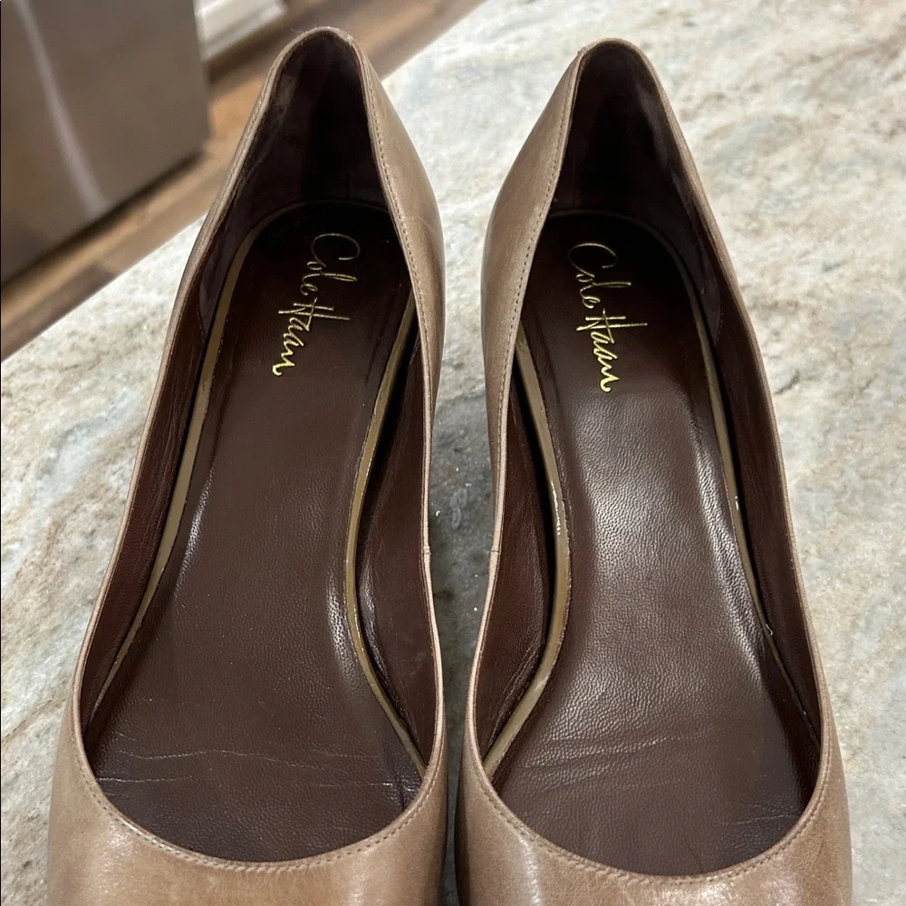 Cole Haan Brown Leather Low Wedge Pumps